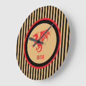 Red Dragon with Regal Gold Black Stripes Monogram Grote Klok (Hoek)