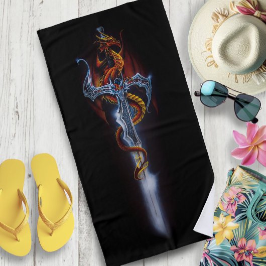 Red Dragon zwaard Fantasy Strandlaken