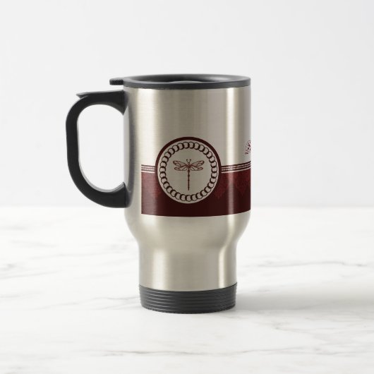 Red Dragonfly Emblem Travel Mug Reisbeker (Links)