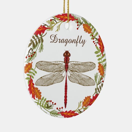 Red Dragonfly in de herfst Wreath Ornament (Rechts)