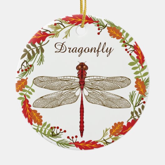 Red Dragonfly in de herfst Wreath Ornament (Voorkant)
