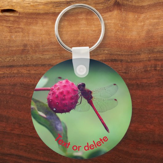 Red Dragonfly Natuur - Gepersonaliseerd Sleutelhanger (Voorkant)