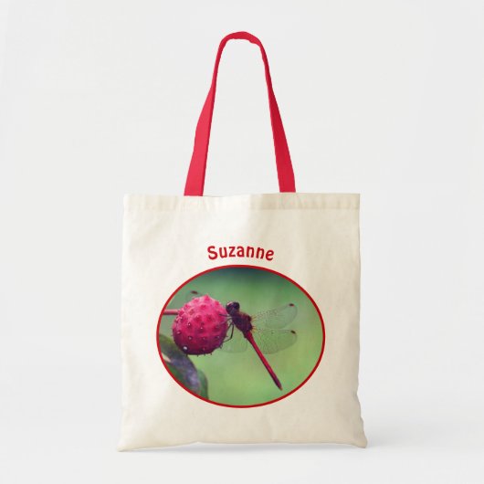 Red Dragonfly Natuur - Gepersonaliseerd Tote Bag (Voorkant)