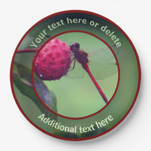 Red Dragonfly Natuur Gepersonaliseerde Partij Papieren Bordje