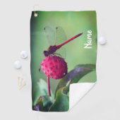 Red Dragonfly on Dogwood Fruit Personated Golfhanddoek (Insitu)