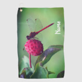 Red Dragonfly on Dogwood Fruit Personated Golfhanddoek (Voorkant)