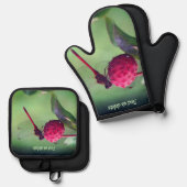 Red Dragonfly on Dogwood Fruit Personated Ovenwant & Pannenlap Set (Voorkant / Achterkant)