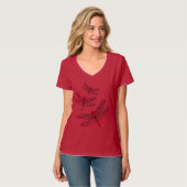 Red Dragonfly VrouwenHanes Nano V-Neck T-Shirt (Voorkant volledig)