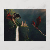 Red Dragons Castle Fantasy Landschap Briefkaart (Voorkant)