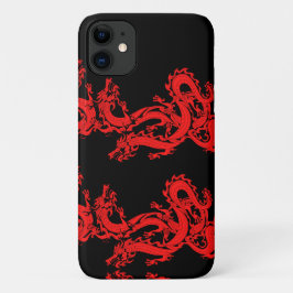 Red Dragons Mystical Creattern Pattern Black Case-Mate iPhone Case