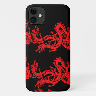 Red Dragons Mystical Creattern Pattern Black Case-Mate iPhone Case
