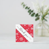 Red Drawn Snowflake Pattern Kerstmis Bedankt Vierkante Visitekaartje (Staand voorkant)