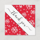 Red Drawn Snowflake Pattern Kerstmis Bedankt Vierkante Visitekaartje (Voorkant)