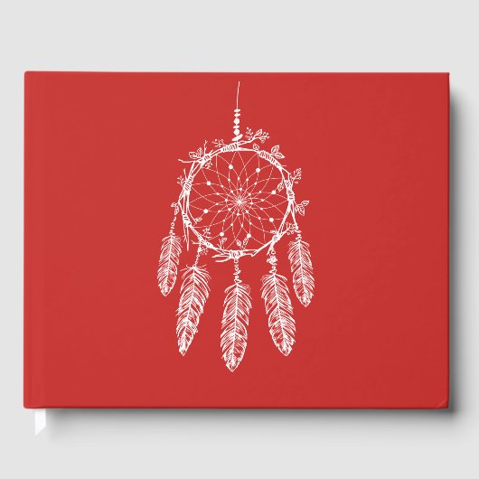 Red Dream Catcher Native American huwelijksfeest Gastenboek (Voorkant)