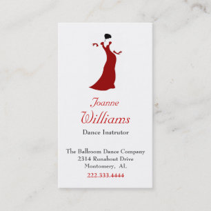 Red Dress Ballroom Dance Visitekaartje