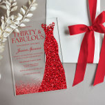 Red Dress Dertig & Fabulous 30th Birthday Party Acryl Uitnodigingen<br><div class="desc">Red Dress Thirty & Fabulous 30th Birthday Party Acryl Uitnodigingen Bekijk veel meer variaties in ons collectie hieronder</div>