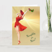 Red Dress en Holly Retro Pinup Girl Kaart (Voorkant)