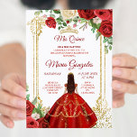 Red Dress en Roos Mexican Mis Quince 2 Kaart<br><div class="desc">Red Dress en Roos Mexican Mis Quince 2 Invitation Mis Quince Anos,  15th Birthday, </div>