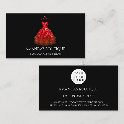 Red Dress Logo Mode Boutique Online Shop Visitekaartje (Voorkant / Achterkant)