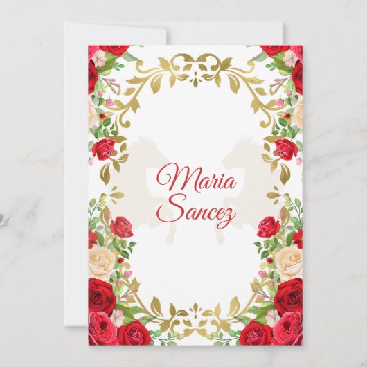 Red Dress Mexican Girl Sweet 15th Birthday Invite Kaart (Achterkant)