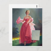 Red Dress Pin Up Briefkaart (Voorkant / Achterkant)