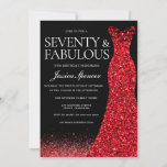 Red Dress Red Glitter Gown 70th Birthday Party Kaart<br><div class="desc">Red Dress Red Glitter gaat 70th Birthday Party Invitation Zeventiy and Fabulous Variations naar de uitnodiging en overeenkomende objecten in onze winkel</div>