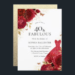 Red Dress & Rozen Gold Glitter 40th Birthday Kaart<br><div class="desc">Red Dress & Rozen Gold Glitter 40th Birthday Invitation Meer elegante florale design in onze winkel! Zie bijbehorend collectie in onze winkel</div>