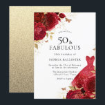 Red Dress & Rozen Gold Glitter 50th Birthday Kaart<br><div class="desc">Red Dress & Rozen Gold Glitter 50th Birthday Invitation Meer elegante florale design in onze winkel! Zie bijbehorend collectie in onze winkel</div>