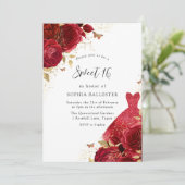 Red Dress & Rozen Gold Glitter, zoet 16 Kaart (Staand voorkant)
