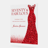 Red Dress Seventy & Fabulous 70th Birthday Party Acryl Bord (Hoek)