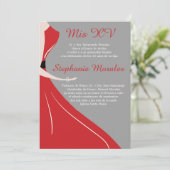 Red Dress Silhouette Quinceanera Kaart (Staand voorkant)