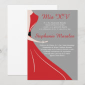 Red Dress Silhouette Quinceanera Kaart (Voorkant / Achterkant)