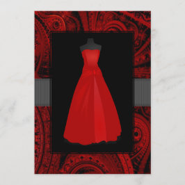 Red Dress-uitnodigingen Kaart