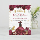 Red Dress Zwart haar Salon Princess Sweet 16 Kaart (Staand voorkant)