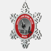 Red Drill Team Photo High School Dancer Tin Sneeuwvlok Ornament (Rechts)