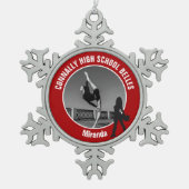 Red Drill Team Photo High School Dancer Tin Sneeuwvlok Ornament (Voorkant)