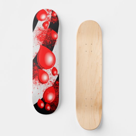 Red Drops – Abstract Skateboard Design (Voorkant)