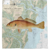 Red Drum op Tybee Island naar Doboy Sound Chart Douchegordijn (Voorkant)