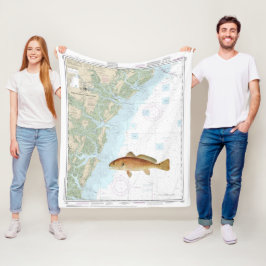Red Drum op Tybee Island naar Doboy Sound Chart Fleece Deken