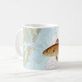 Red Drum op Tybee Island naar Doboy Sound Chart Koffiemok (Voorkant links)