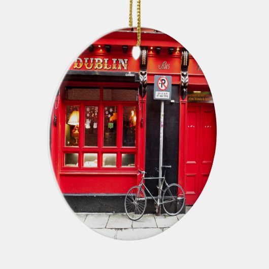 Red Dublin Pub Keramisch Ornament (Rechts)