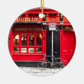 Red Dublin Pub Keramisch Ornament (Voorkant)