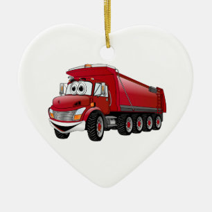 Red Dump Truck 10w Cartoon Keramisch Ornament