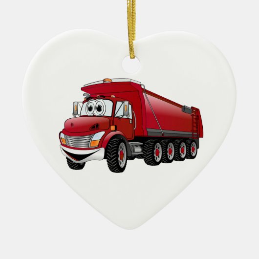 Red Dump Truck 10w Cartoon Keramisch Ornament (Voorkant)