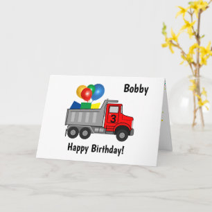 Red Dump Truck Birthday Boy Name & Age Kaart