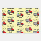 Red Dump Truck Birthday Boy's Name & Age Gift Inpakpapier Vel (Voorkant 3)