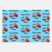 Red Dump Truck Birthday Boy's Name & Age Gift Inpakpapier Vel (Voorkant 2)