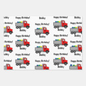 Red Dump Truck Birthday Boy's Name & Age Gift Inpakpapier Vel (Voorkant)