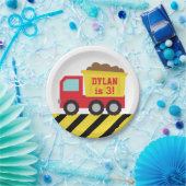 Red Dump Truck Bouw Jongens Verjaardagsfeest Papieren Bordje (Feest)