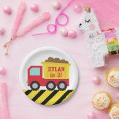 Red Dump Truck Bouw Jongens Verjaardagsfeest Papieren Bordje (Feest)